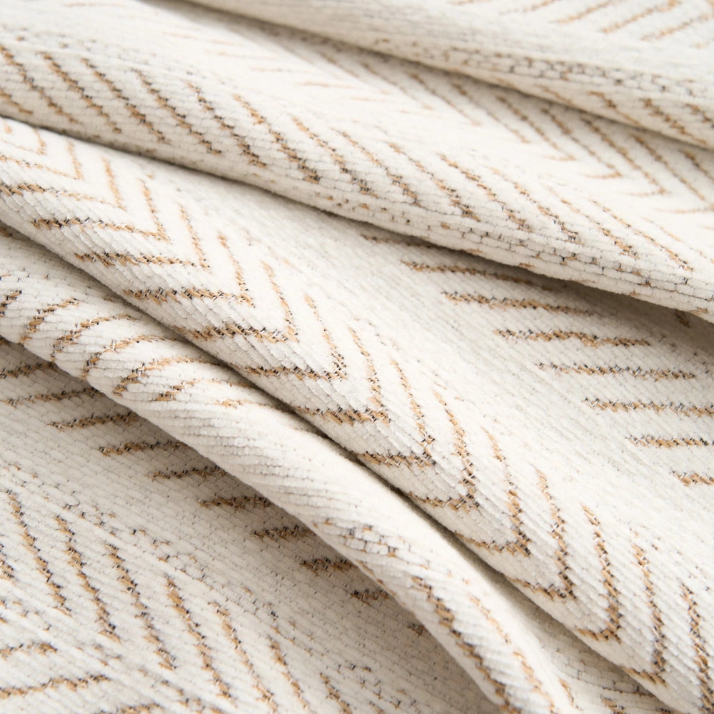 WeaveCraft - Textured Herringbone Chenille Sofa Cover with Tassel Trim